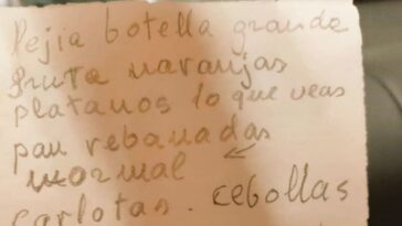 lista de la compra de una mujer que no puede salir de casa