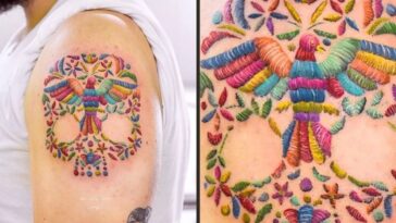 tatuajes que parecen bordados en hilo